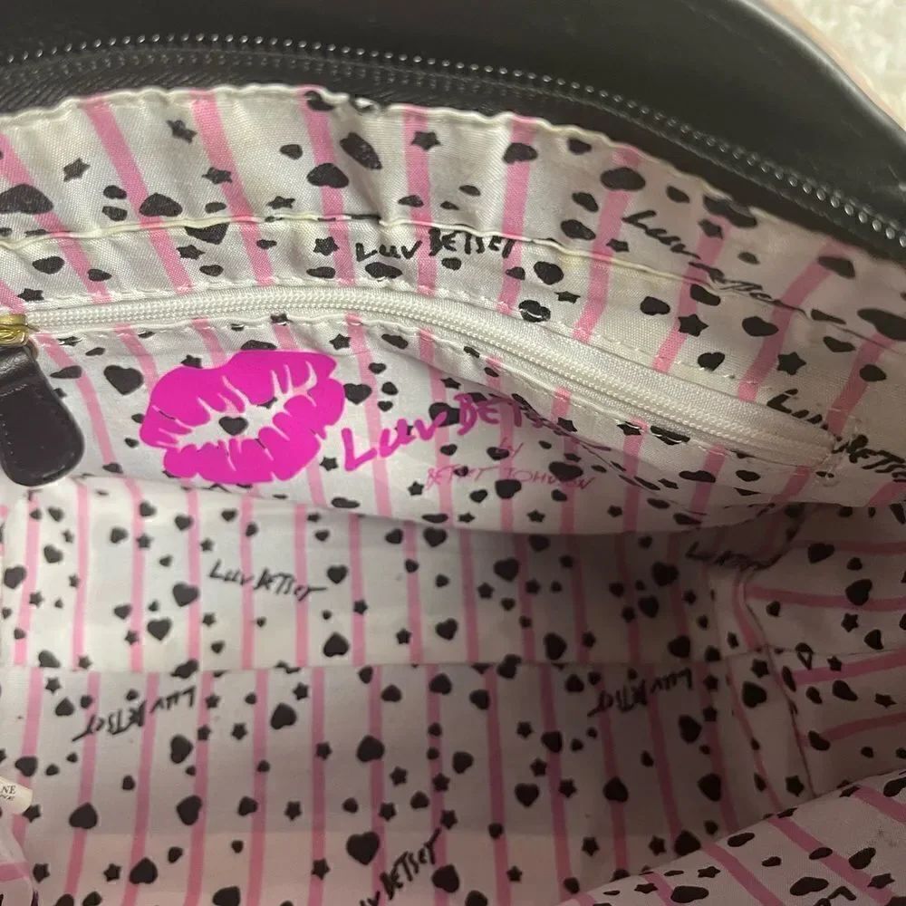 Betsey Johnson unicorn kitty small/crossbody bag  pink,black & white stripes - Picture 8 of 9